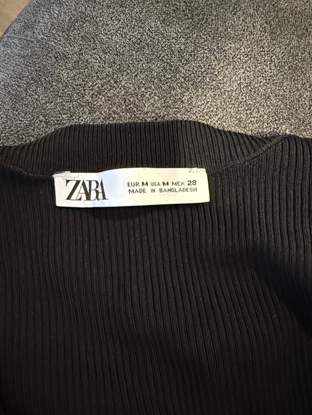 ZARA Black Ribbed Crewneck Top